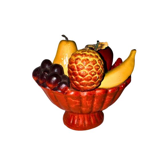 Vintage Chalkware Fruit Bowl Centerpiece with Salt and Pepper Shakers - Picture 4 of 9